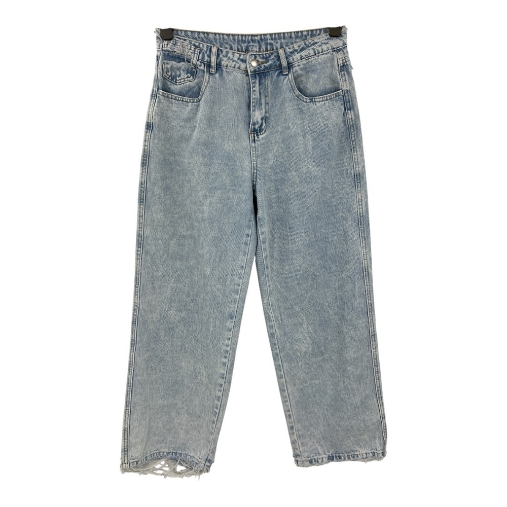 Dazy Light Wash Women's Wide Leg High Waist Distressed Jeans SZ XL
